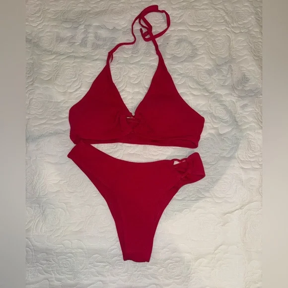 Red Heart-Accent Halter Bikini Set - Size Small - Picture 2 of 6